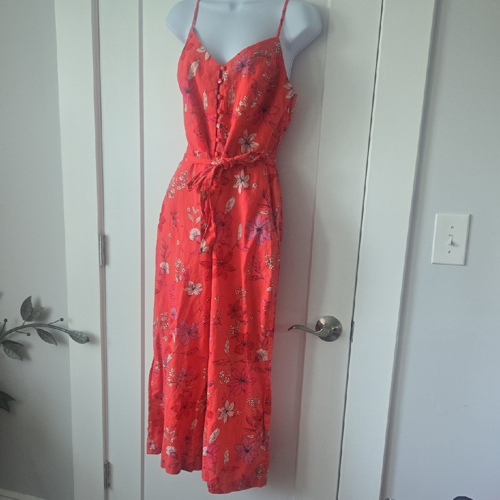 Banana Republic Red Floral Jumpsuit